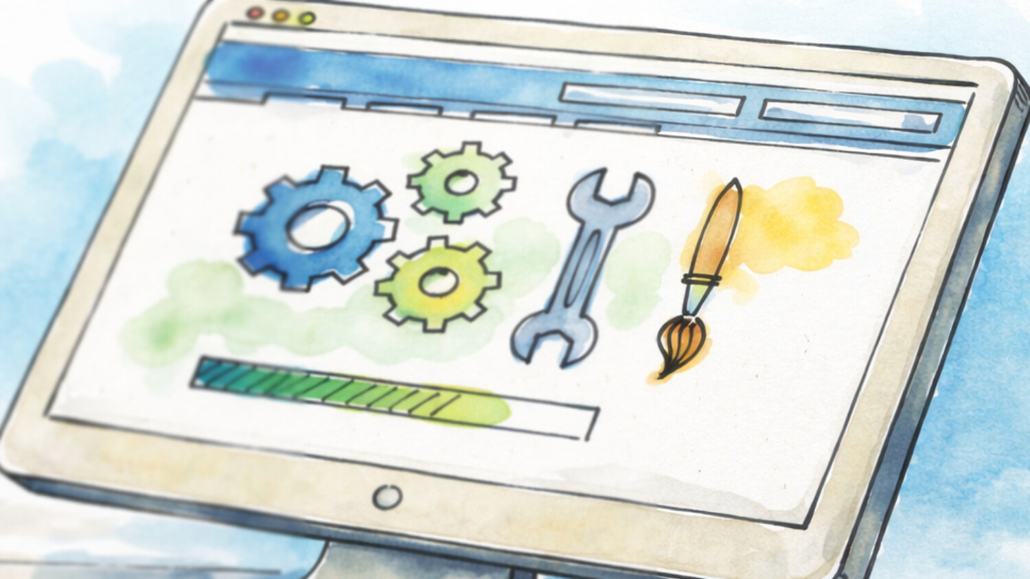 Zeichnung eines Displays mit Werkzeugen drauf