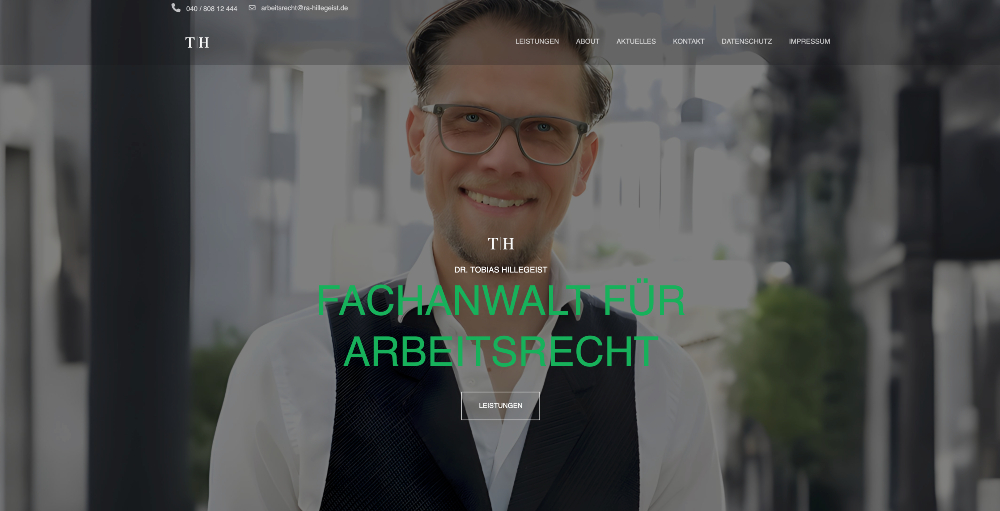 Screenshot der Website von Dr. Tobias Hillegeist